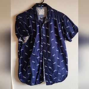 Blue shirt with airplanes medium